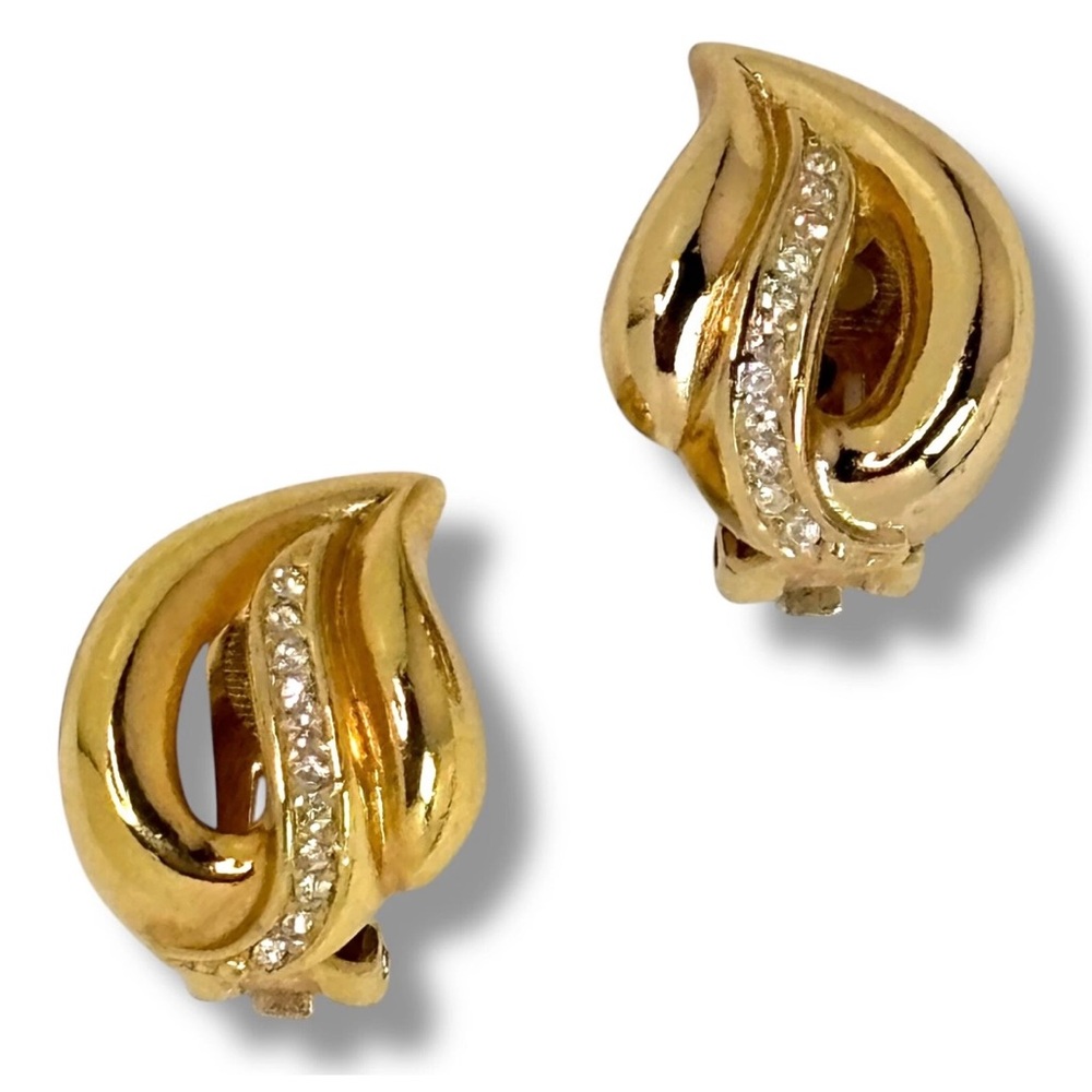 Vintage Christian Dior Gold-Tone Clip-On Earrings circa 1965
